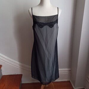 A.B.S. CREAM BLACK LACE SLIP DRESS NWT M